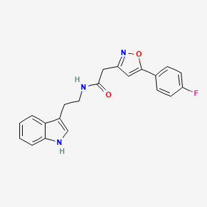 molecular formula C21H18FN3O2 B2375282 N-(2-(1H-吲哚-3-基)乙基)-2-(5-(4-氟苯基)异恶唑-3-基)乙酰胺 CAS No. 953228-69-8