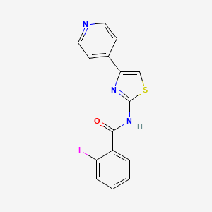 molecular formula C15H10IN3OS B2375284 2-碘-N-(4-吡啶-4-基-1,3-噻唑-2-基)苯甲酰胺 CAS No. 393839-15-1