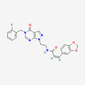 (Z)-3-(benzo[d][1,3]dioxol-5-yl)-N-(2-(5-(2-fluorobenzyl)-4-oxo-4,5-dihydro-1H-pyrazolo[3,4-d]pyrimidin-1-yl)ethyl)acrylamide