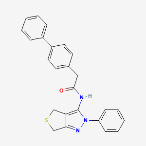 molecular formula C25H21N3OS B2375290 N-(2-苯基-4,6-二氢噻吩并[3,4-c]吡唑-3-基)-2-(4-苯基苯基)乙酰胺 CAS No. 921129-52-4