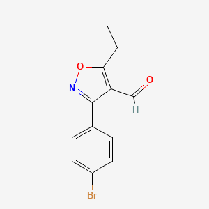 molecular formula C12H10BrNO2 B2375292 3-(4-Bromophenyl)-5-ethyl-1,2-oxazole-4-carbaldehyde CAS No. 2248281-19-6