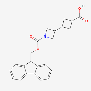molecular formula C23H23NO4 B2375294 3-[1-(9H-Fluoren-9-ylmethoxycarbonyl)azetidin-3-yl]cyclobutane-1-carboxylic acid CAS No. 2137787-80-3