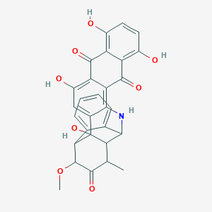 molecular formula C29H23NO8 B237530 2,20,23,27-Tetrahydroxy-6-methoxy-4-methyl-15-azaheptacyclo[14.12.0.02,7.03,14.08,13.017,26.019,24]octacosa-1(28),8,10,12,16,19,21,23,26-nonaene-5,18,25-trione CAS No. 127003-54-7