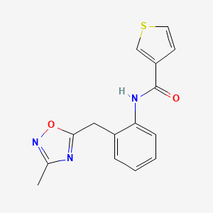 molecular formula C15H13N3O2S B2375301 N-(2-((3-methyl-1,2,4-oxadiazol-5-yl)methyl)phenyl)thiophene-3-carboxamide CAS No. 1448129-85-8