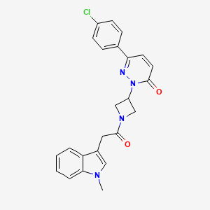 molecular formula C24H21ClN4O2 B2375303 6-(4-Chlorophenyl)-2-[1-[2-(1-methylindol-3-yl)acetyl]azetidin-3-yl]pyridazin-3-one CAS No. 2380186-85-4