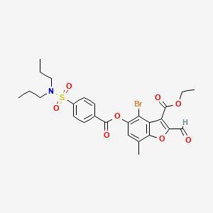 molecular formula C26H28BrNO8S B2375307 Ethyl 4-bromo-5-[4-(dipropylsulfamoyl)benzoyl]oxy-2-formyl-7-methyl-1-benzofuran-3-carboxylate CAS No. 324538-97-8