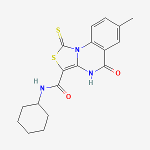 molecular formula C18H19N3O2S2 B2375308 N-cyclohexyl-7-methyl-5-oxo-1-thioxo-4,5-dihydro-1H-thiazolo[3,4-a]quinazoline-3-carboxamide CAS No. 1111025-85-4