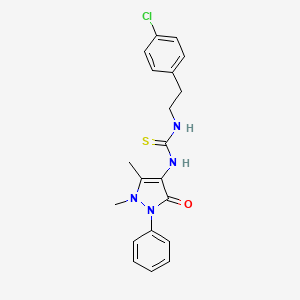 molecular formula C20H21ClN4OS B2375326 4-((((2-(4-氯苯基)乙基)氨基)硫代甲基)氨基)-2,3-二甲基-1-苯基-3-吡唑啉-5-酮 CAS No. 502579-32-0