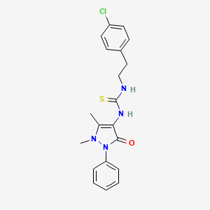 molecular formula C20H21ClN4OS B2375326 4-((((2-(4-クロロフェニル)エチル)アミノ)チオキソメチル)アミノ)-2,3-ジメチル-1-フェニル-3-ピラゾリン-5-オン CAS No. 502579-32-0