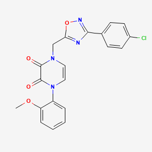molecular formula C20H15ClN4O4 B2375334 1-((3-(4-chlorophenyl)-1,2,4-oxadiazol-5-yl)methyl)-4-(2-methoxyphenyl)pyrazine-2,3(1H,4H)-dione CAS No. 1251626-64-8