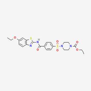molecular formula C23H26N4O6S2 B2375335 Ethyl 4-((4-((6-ethoxybenzo[d]thiazol-2-yl)carbamoyl)phenyl)sulfonyl)piperazine-1-carboxylate CAS No. 361173-97-9