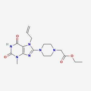 ethyl 2-(4-(7-allyl-3-methyl-2,6-dioxo-2,3,6,7-tetrahydro-1H-purin-8-yl)piperazin-1-yl)acetate