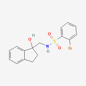 molecular formula C16H16BrNO3S B2375345 2-bromo-N-((1-hydroxy-2,3-dihydro-1H-inden-1-yl)methyl)benzenesulfonamide CAS No. 1448028-76-9