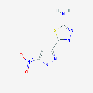 molecular formula C6H6N6O2S B2375356 5-(1-Methyl-5-nitropyrazol-3-yl)-1,3,4-thiadiazol-2-amine CAS No. 1946817-71-5