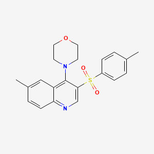 molecular formula C21H22N2O3S B2375357 4-[6-Methyl-3-(4-methylphenyl)sulfonylquinolin-4-yl]morpholine CAS No. 866812-00-2