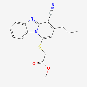 molecular formula C18H17N3O2S B2375358 Methyl [(4-cyano-3-propylpyrido[1,2-a]benzimidazol-1-yl)thio]acetate CAS No. 848990-58-9
