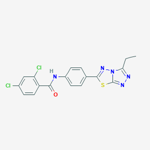 molecular formula C18H13Cl2N5OS B237537 2,4-dichloro-N-[4-(3-ethyl[1,2,4]triazolo[3,4-b][1,3,4]thiadiazol-6-yl)phenyl]benzamide 