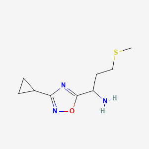 1-(3-Cyclopropyl-1,2,4-oxadiazol-5-yl)-3-(methylsulfanyl)propan-1-amine