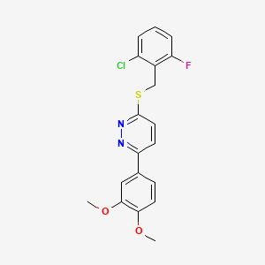 molecular formula C19H16ClFN2O2S B2375381 3-((2-Chloro-6-fluorobenzyl)thio)-6-(3,4-dimethoxyphenyl)pyridazine CAS No. 896053-41-1