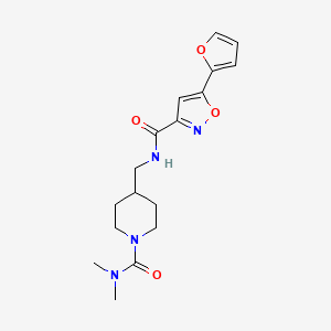 molecular formula C17H22N4O4 B2375382 N-((1-(dimethylcarbamoyl)piperidin-4-yl)methyl)-5-(furan-2-yl)isoxazole-3-carboxamide CAS No. 2034358-06-8