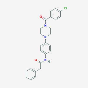 molecular formula C25H24ClN3O2 B237539 N-{4-[4-(4-Chlorobenzoyl)piperazin-1-YL]phenyl}-2-phenylacetamide 