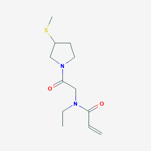 molecular formula C12H20N2O2S B2375390 N-Ethyl-N-[2-(3-methylsulfanylpyrrolidin-1-yl)-2-oxoethyl]prop-2-enamide CAS No. 2361890-52-8