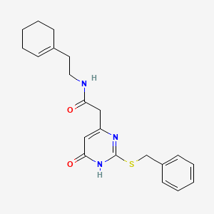 2-(2-(benzylthio)-6-oxo-1,6-dihydropyrimidin-4-yl)-N-(2-(cyclohex-1-en-1-yl)ethyl)acetamide