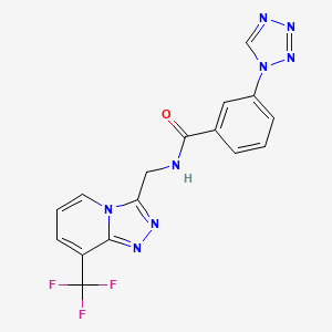 molecular formula C16H11F3N8O B2375397 3-(1H-tetrazol-1-yl)-N-((8-(trifluoromethyl)-[1,2,4]triazolo[4,3-a]pyridin-3-yl)methyl)benzamide CAS No. 2034374-14-4