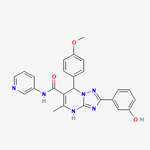 molecular formula C25H22N6O3 B2375407 2-(3-hydroxyphenyl)-7-(4-methoxyphenyl)-5-methyl-N-(pyridin-3-yl)-4,7-dihydro-[1,2,4]triazolo[1,5-a]pyrimidine-6-carboxamide CAS No. 539801-23-5
