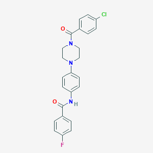 molecular formula C24H21ClFN3O2 B237541 N-{4-[4-(4-Chlorobenzoyl)piperazin-1-YL]phenyl}-4-fluorobenzamide 