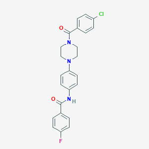 molecular formula C24H21ClFN3O2 B237541 N-[4-[4-(4-chlorobenzoyl)piperazin-1-yl]phenyl]-4-fluorobenzamide 