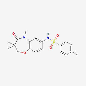 molecular formula C19H22N2O4S B2375412 4-甲基-N-(3,3,5-三甲基-4-氧代-2,3,4,5-四氢苯并[b][1,4]恶杂环-7-基)苯磺酰胺 CAS No. 922102-96-3