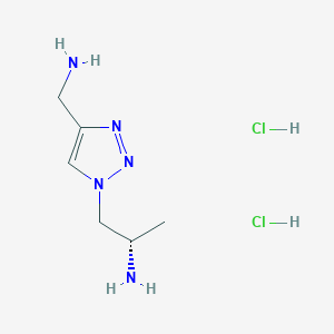 molecular formula C6H15Cl2N5 B2375413 (2S)-1-[4-(氨甲基)三唑-1-基]丙烷-2-胺；二盐酸盐 CAS No. 2361608-92-4