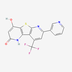 molecular formula C16H8F3N3O2S B2375419 4-Hydroxy-7-pyridin-3-yl-9-trifluoromethyl-1H-thieno[2,3-b;4,5-b']dipyridin-2-one CAS No. 879457-63-3