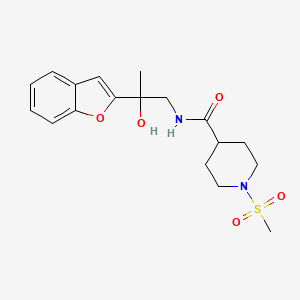molecular formula C18H24N2O5S B2375431 N-(2-(苯并呋喃-2-基)-2-羟基丙基)-1-(甲磺酰基)哌啶-4-甲酰胺 CAS No. 2034441-27-3