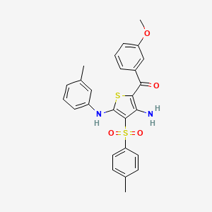 molecular formula C26H24N2O4S2 B2375432 (3-Amino-5-(m-tolylamino)-4-tosylthiophen-2-yl)(3-methoxyphenyl)methanone CAS No. 890820-79-8