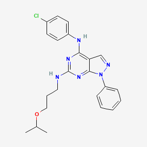 molecular formula C23H25ClN6O B2375437 N~4~-(4-chlorophenyl)-1-phenyl-N~6~-[3-(propan-2-yloxy)propyl]-1H-pyrazolo[3,4-d]pyrimidine-4,6-diamine CAS No. 946296-71-5