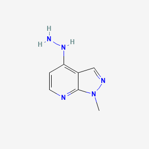 molecular formula C7H9N5 B2375439 4-hydrazinyl-1-methyl-1H-pyrazolo[3,4-b]pyridine CAS No. 1565576-49-9
