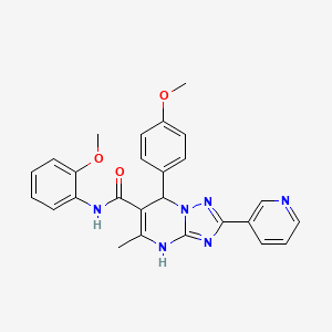 molecular formula C26H24N6O3 B2375447 N-(2-methoxyphenyl)-7-(4-methoxyphenyl)-5-methyl-2-(pyridin-3-yl)-4,7-dihydro-[1,2,4]triazolo[1,5-a]pyrimidine-6-carboxamide CAS No. 540504-54-9