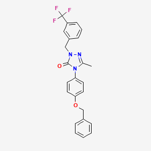 molecular formula C24H20F3N3O2 B2375453 5-Methyl-4-(4-phenylmethoxyphenyl)-2-[[3-(trifluoromethyl)phenyl]methyl]-1,2,4-triazol-3-one CAS No. 860786-55-6