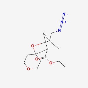 molecular formula C13H19N3O4 B2375456 Ethyl 1-(azidomethyl)spiro[2-oxabicyclo[2.1.1]hexane-3,4'-oxane]-4-carboxylate CAS No. 2225146-56-3