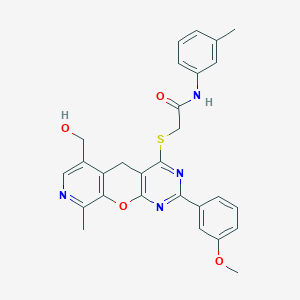 2-{[6-(hydroxymethyl)-2-(3-methoxyphenyl)-9-methyl-5H-pyrido[4',3':5,6]pyrano[2,3-d]pyrimidin-4-yl]thio}-N-(3-methylphenyl)acetamide