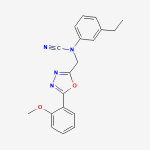 molecular formula C19H18N4O2 B2375484 N-cyano-3-ethyl-N-{[5-(2-methoxyphenyl)-1,3,4-oxadiazol-2-yl]methyl}aniline CAS No. 1424495-48-6
