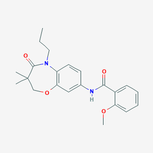 molecular formula C22H26N2O4 B2375501 N-(3,3-dimethyl-4-oxo-5-propyl-2,3,4,5-tetrahydrobenzo[b][1,4]oxazepin-8-yl)-2-methoxybenzamide CAS No. 921566-99-6