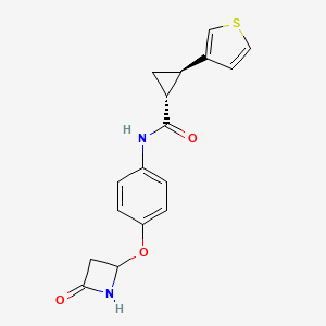 molecular formula C17H16N2O3S B2375502 (1R,2R)-N-[4-(4-Oxoazetidin-2-yl)oxyphenyl]-2-thiophen-3-ylcyclopropane-1-carboxamide CAS No. 2248628-38-6