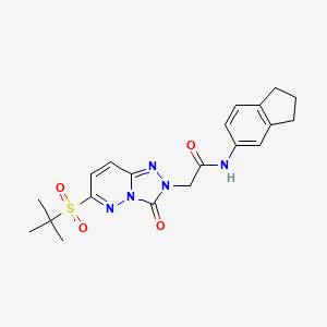 molecular formula C20H23N5O4S B2375504 2-[6-(tert-butylsulfonyl)-3-oxo[1,2,4]triazolo[4,3-b]pyridazin-2(3H)-yl]-N-(2,3-dihydro-1H-inden-5-yl)acetamide CAS No. 1358680-82-6