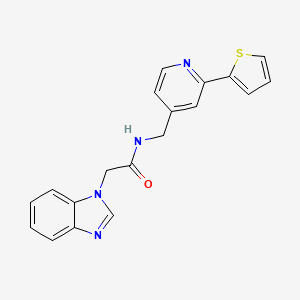 molecular formula C19H16N4OS B2375505 2-(1H-苯并[d]咪唑-1-基)-N-((2-(噻吩-2-基)吡啶-4-基)甲基)乙酰胺 CAS No. 2034270-75-0