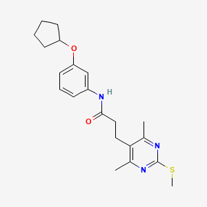 molecular formula C21H27N3O2S B2375516 N-[3-(cyclopentyloxy)phenyl]-3-[4,6-dimethyl-2-(methylsulfanyl)pyrimidin-5-yl]propanamide CAS No. 1278785-55-9