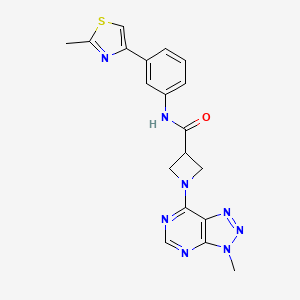molecular formula C19H18N8OS B2375517 1-(3-methyl-3H-[1,2,3]triazolo[4,5-d]pyrimidin-7-yl)-N-(3-(2-methylthiazol-4-yl)phenyl)azetidine-3-carboxamide CAS No. 1448125-85-6