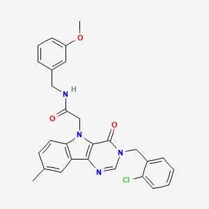 2-(3-(2-chlorobenzyl)-8-methyl-4-oxo-3H-pyrimido[5,4-b]indol-5(4H)-yl)-N-(3-methoxybenzyl)acetamide